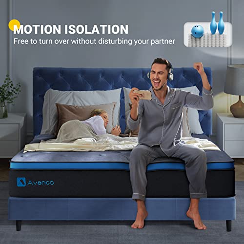 Avenco California King Mattress, 12 Inch Cal King Hybrid Mattress In A Box, Medium Firm Pocket Spring And Gel Memory Foam Mattress, Edge Support, Certipur-Us Certified #TOP3