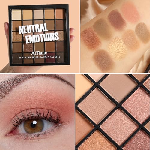 Afflano Paleta de Sombras de Ojos Nude Neutra, Base de Taupe Cálido Paleta de Sombras de Ojos Maquillaje de Ojos Mates y Brillantes, Paleta de Sombras Natural para Ojos Marrones y Castaños - imagen 4