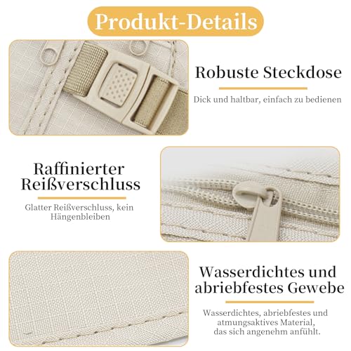 LBJFYHJN Pack 2 Verdeckten Geldgürteln,Bauchtasche Diebstahlsicher, Sport Gürteltasche, Verstellbarer Gürtel wasserdichte Reisetasche, Passend für Mobiltelefone, Pässe, Bargeld