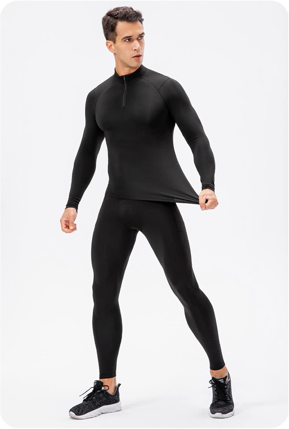 SANANG Fleece Warm Underwear, Men's Winter Warm Sports Pop and Trousers Set for Long – Term Compression Underwear