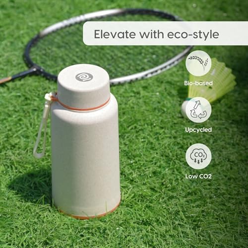 Image of Eha Earth Friendly Hydralife Water Bottle for Office & Schools | 400 ml Stainless Steel Water Bottle for Kids & Adults Made with Rice Husk | Bottle for Men, Women | Leak Proof | 1 Unit