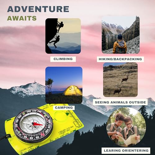 Generic Pack Of 2 Orienteering Compass Hiking-Compasses Boy Scout Kids- Magnetic Gear Set Navigation Map- Brujulas Orientacion-Backpacking Camping Hunting Survival. thumb #3