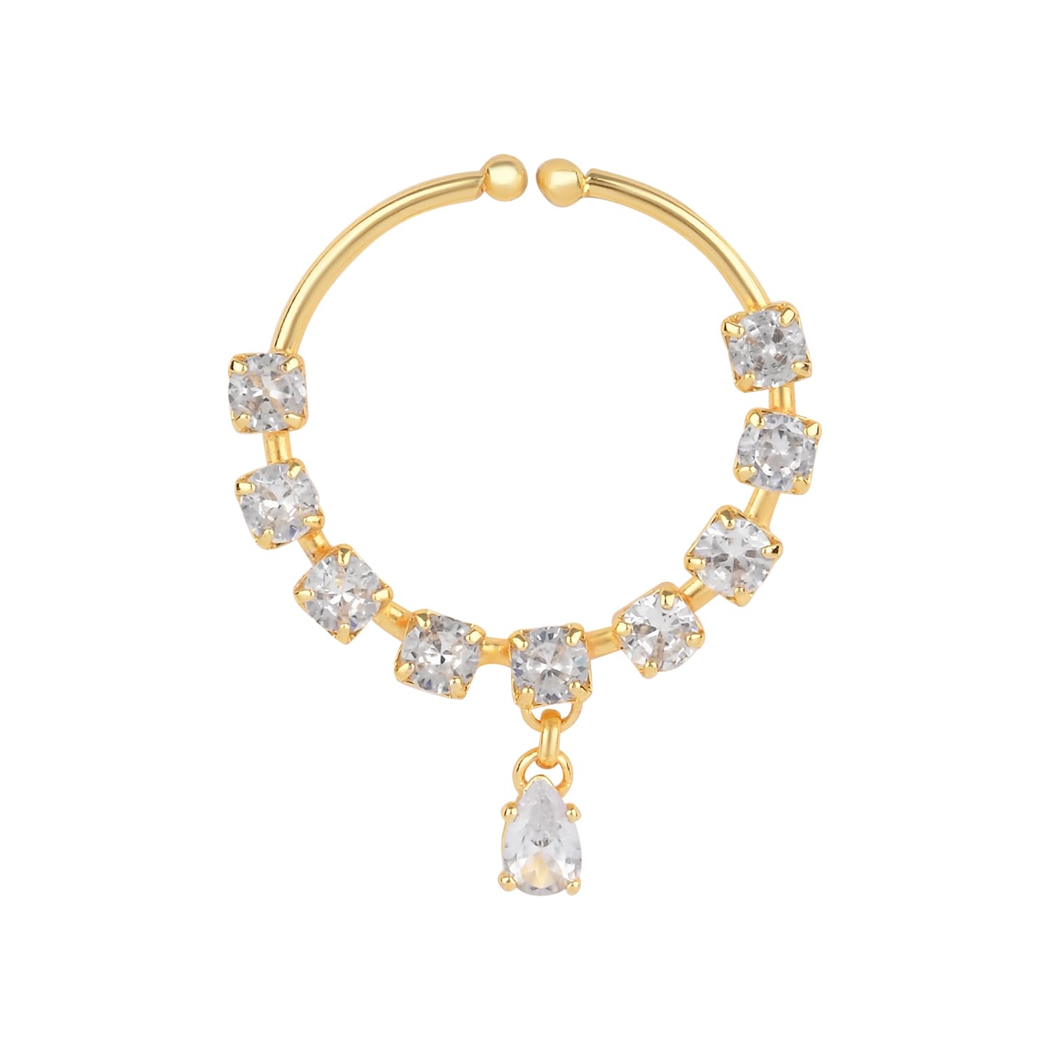 I Jewels Gold Plated Drop CZ American Diamond Non-Piercing Screw Press Nose Ring For Women (Style 3) (B0DDH4RH65) Amazon Price History, Amazon Price Tracker