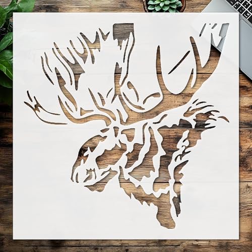 Stencil Big Moose, Plastic Reusable, Reusable Plastic, 5.5 inchL x 5.5 inchW, for DIY Crafts and Home Decor