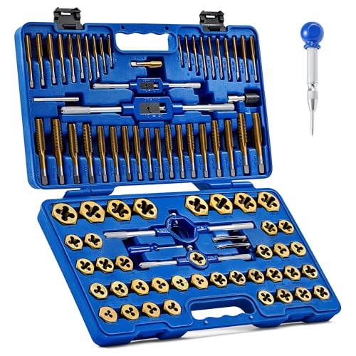 Image of OMT 87pc Tap and Die Set, Titanium-Plated SAE and Metric Threading Kit