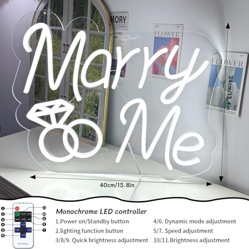 Image of Marry Me Neon Sign 15.8 in Warm White Marry Me Light up Letters Sign Hanging Proposal Wedding Party Wall Sign Decor for Engagement Proposal Wedding Ceremony Backdrop Wall Background Decor