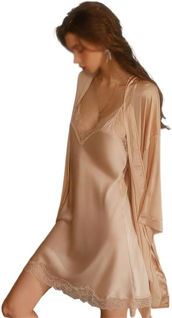 sexy pajamas female lace spring and autumn ice silk suspender nightdress