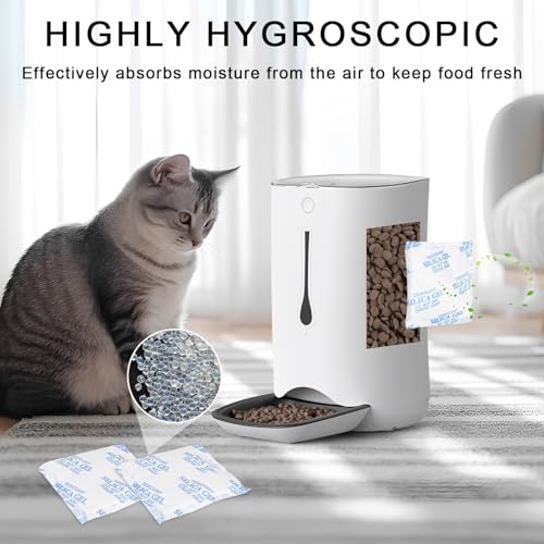 YYTECH 12 Stück 25g Feuchtigkeitsabsorber, Trocknungsmittel für Futterautomaten Katze, Gel Beutel Trockenmittel Packung hält Tierfutter trocken und frisch für Futterspender für Katze und Hund