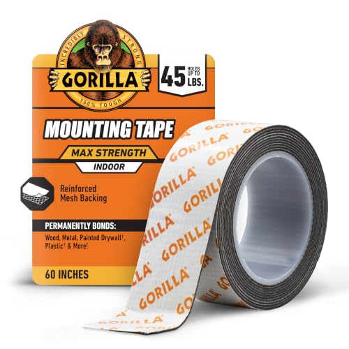Image of GORILLA Mounting Tape, Max Strength, Double-Sided, 1 in x 60 in