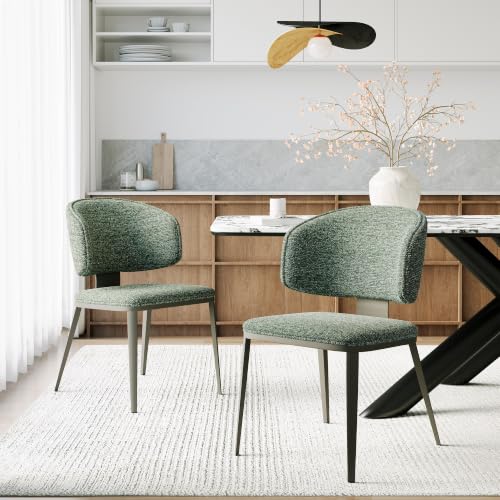 Image of Dining Chairs Set of 4,Fabric Dining Chairs with Metal Frame,Green