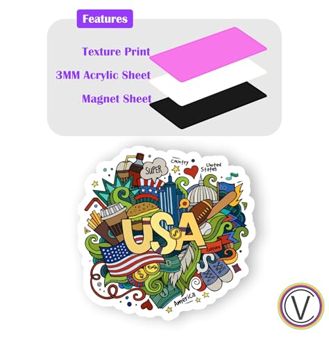 Image of USA Acrylic Fridge Magnet - UV Textured Printed, Stylish Multicolor Magnet for Fridge, Wardrobe & Metal Surfaces, Pack of 1 (USA)