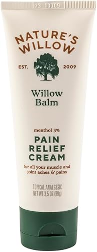 Nature's Willow Willow Balm Crema natural para aliviar el dolor para músculos y articulaciones  Acción rápida con corteza de sauce y mentol  Libre
