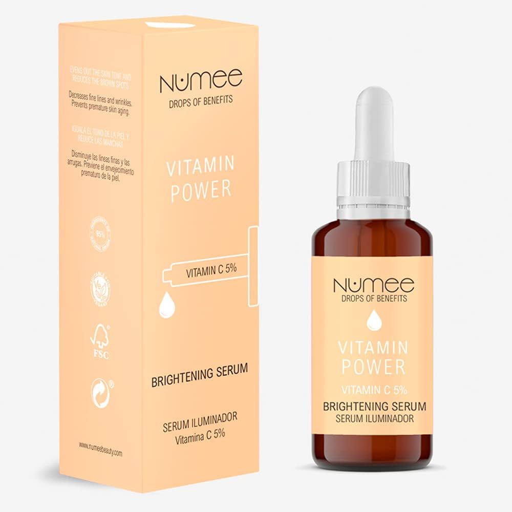 NUMEE Clean Beauty Drops of Benefits | Concentrated Facial Serums | Vegan & Cruelty Free | Dermatologically Tested | Suitable for Sensitive Skin | 30ml (VITAMIN POWER Brightening Serum)