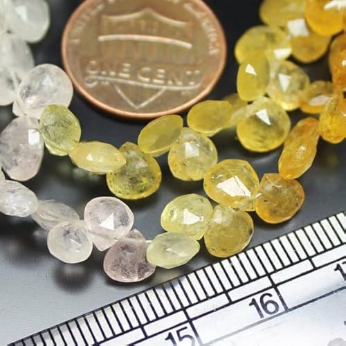LKBEADS Morganite Aquamarine Heliodor Goshenite Faceted Heart Drop Briolette Gemstone Beads Strand 9' 5mm