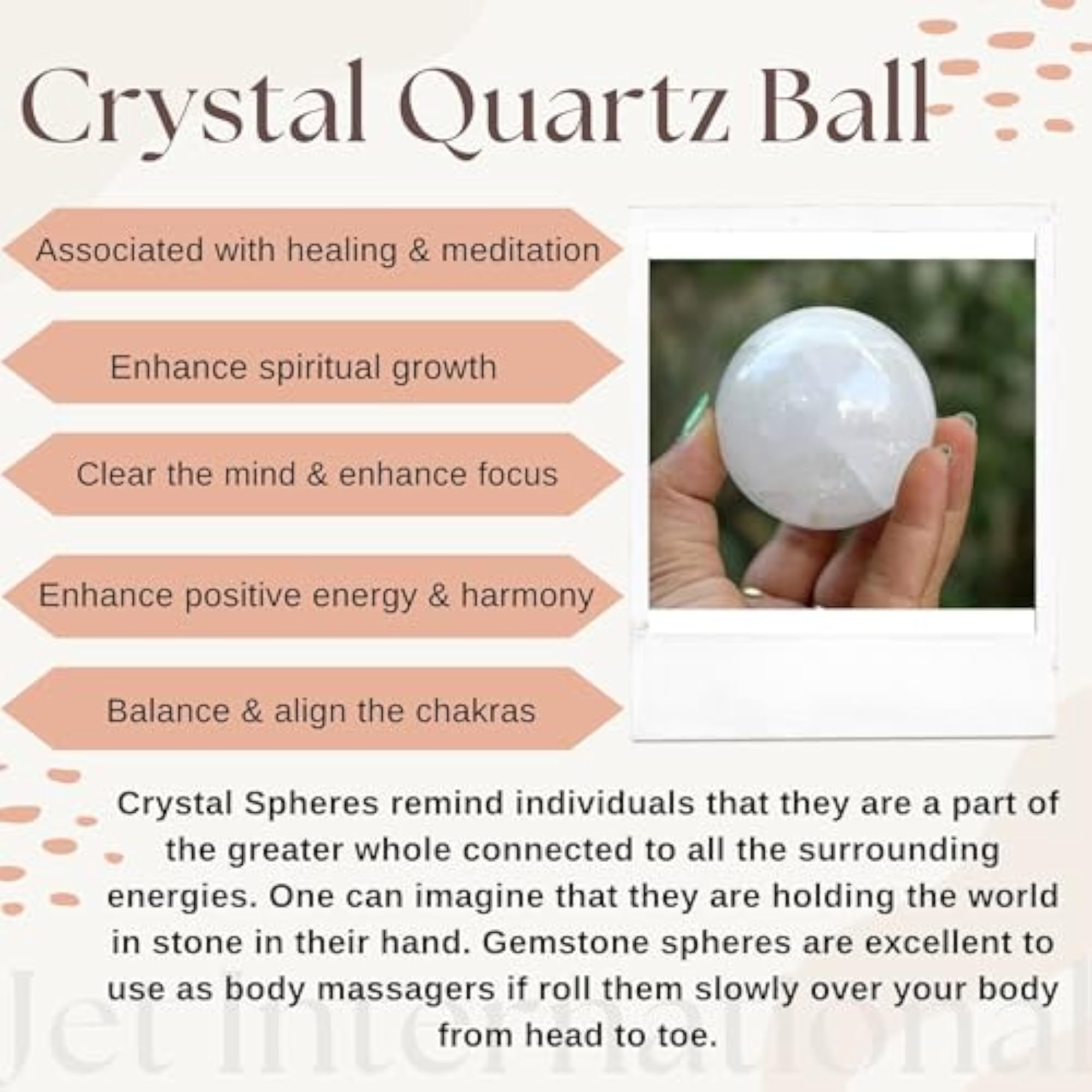 Jet Crystal Quartz Hand Carved Sphere Gemstone, Healing Focus