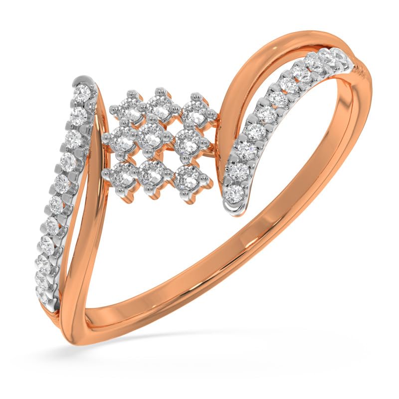 KISNA 14k / 18k Real Gold & Diamond Ring | Diwali, Rakhi Rakshabandhan Gift for Sister/Bhabhi/Women | With Certificate of Authenticity & BIS-Hallmarked Gold Jewellery | Ninth Glory Ring