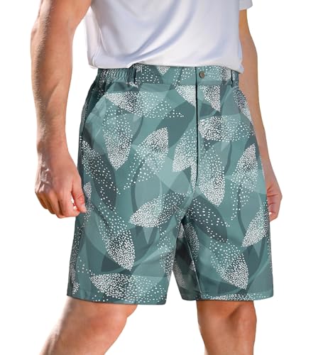 APTRO Men's Golf Shorts Casual Shorts with Zip Pocket Stretch Lightweight Summer Shorts Mint Green Leaf GL10 S