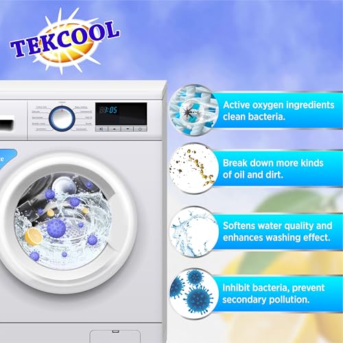 Image of TEKCOOL Washing Machine Cleaner Tablet Descaling Powder Tablets, Washing Machine deep Cleaner, Deep Cleaner Tablet All Company's Front and Top Load Machine (24 pcs) (Refresh Blue).