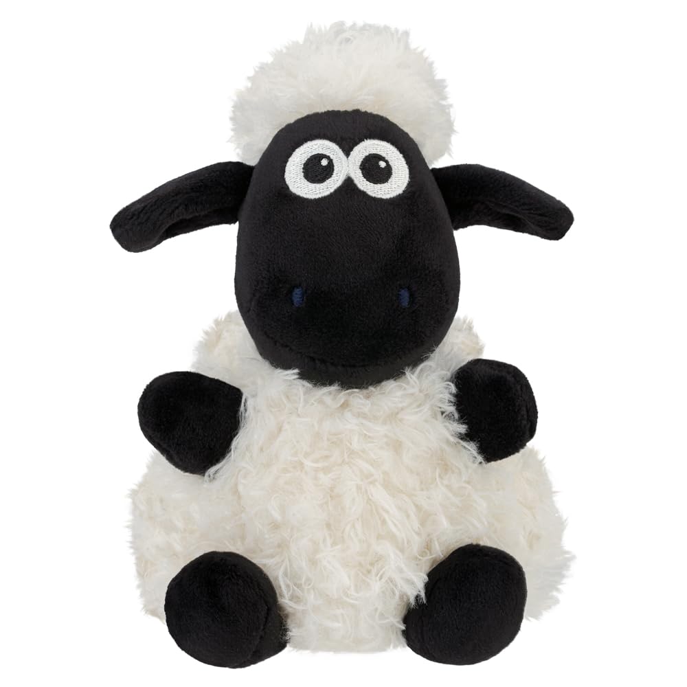 AURORA- 61684- Shaun the Sheep Palm Pals Soft Toy - 13cm - Black & White - Fun Collectable Plush for Kids and Shaun the Sheep lovers - Perfect for Birthdays, Gifts or any occasion