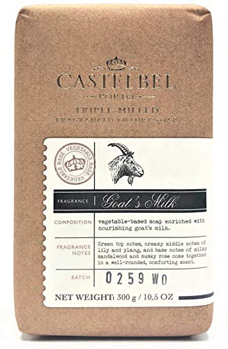 Castelbel Porto Goat's Milk Triple Milled Luxury Soap, Vegetable Based Bath Body Soap Enriched with Nourishing Goat's Milk & Moisturizing Shea Butter 10.5 oz