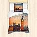 Produktbild ABAKUHAUS London Bettbezug Set, Big Ben und das Parlament, Milbensicher Allergiker geeignet mit Kissenbezügen, 135 cm x 200 cm - 80 x 80 cm, Mehrfarbig