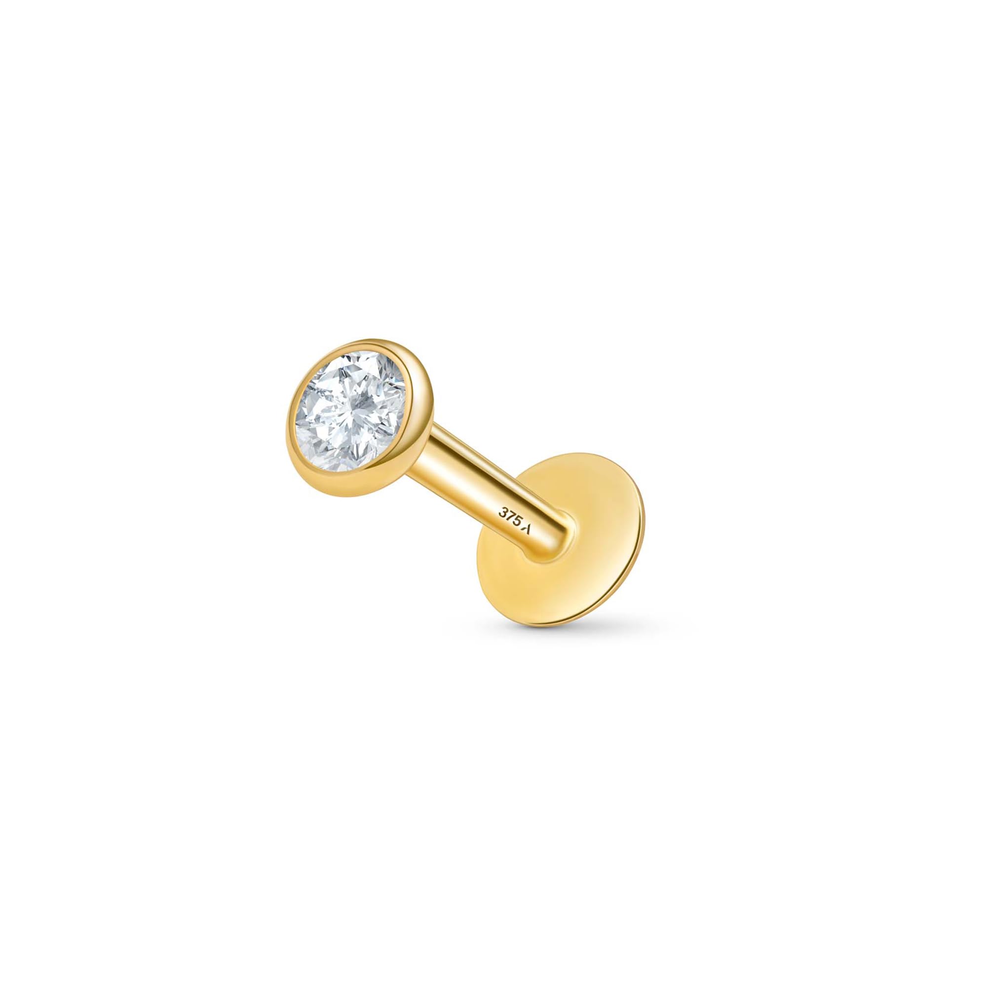 Amberta Piercing in Oro 9 Carati per Donna e Uomo | Helix e Trago 16G Spessore 1.2 mm