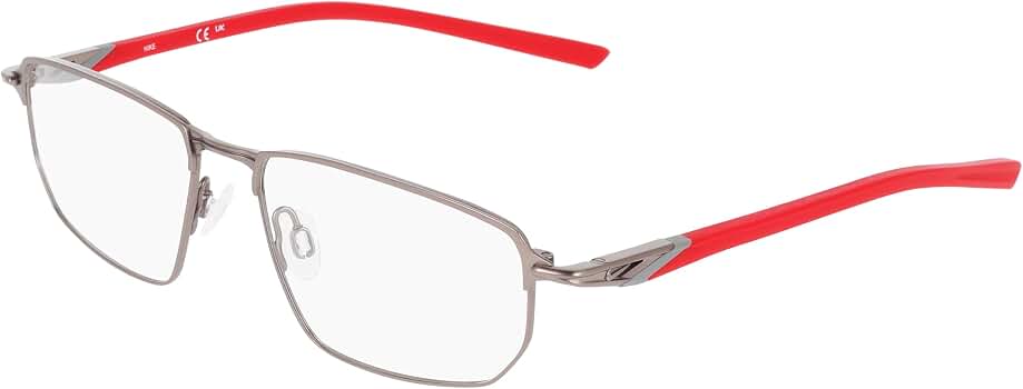 Amazon.com: Nike Eyeglasses 6067 076 Satin Gunmetal/University Red