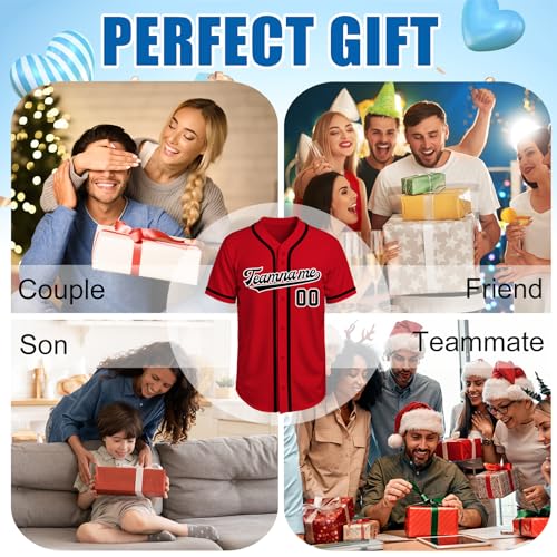 Image of Custom Baseball Jersey Personalized Stitched or Printed Name Number Baseball Shirt Sports Uniform Gifts for Men Women Youth