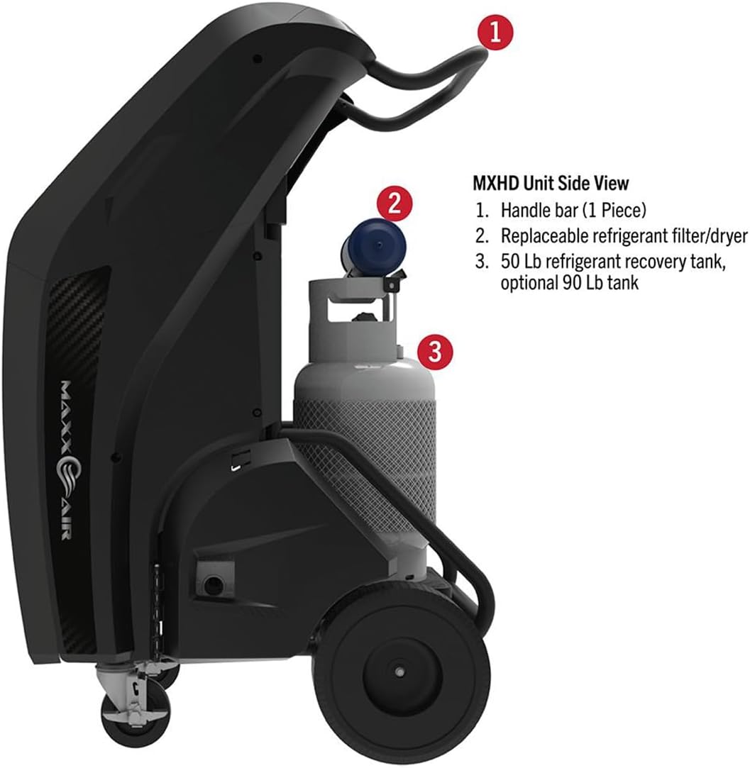 CPS MSXHD MAXXAIR All-in-One Air Conditioner Recovery and Recharge Management System, 50lb Tank, Wireless Connection, 7" Color Touch Screen, Dual-Stage Vacuum Pump, Oilless Compressor, Made in USA