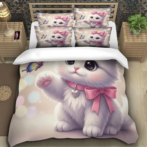 Housse de couette chaton 200x200 parure de lit microfibre double - 5