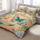 Schmetterling Bettdecke 135x200 4 Jahreszeiten, Ganzjahresdecke 135x200 Blumen, Bettdecke...