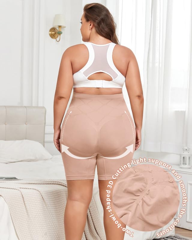 Y25D Maternity Shapewear for Under Dresses，Over Belly Pregnancy Underwear Mid-Thigh High Waist Shorts Panties for Baby Shower Pink - image 4