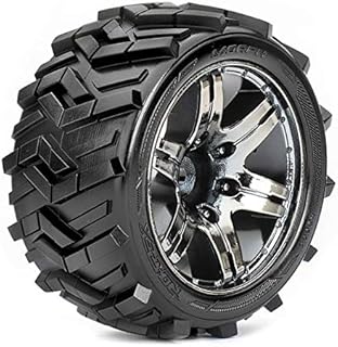 Roapex R/C R2004-CB2 Morph 1/10 Stadium Truck Tires, Chrome Black Wheels, 1/2 Offset, 12mm Hex (1 Pair)