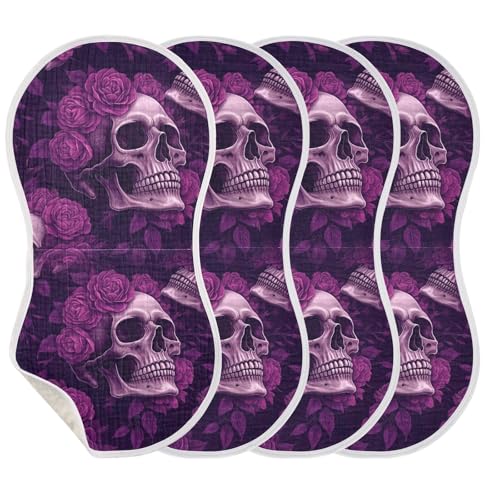Muslin Baby Burp Cloths Set of 4, Soft Absorbent Lush Gothic Florals Cotton Burping Cloth, Milk Spit Up Rags for Newborn Unisex, 22 x 11 Inch