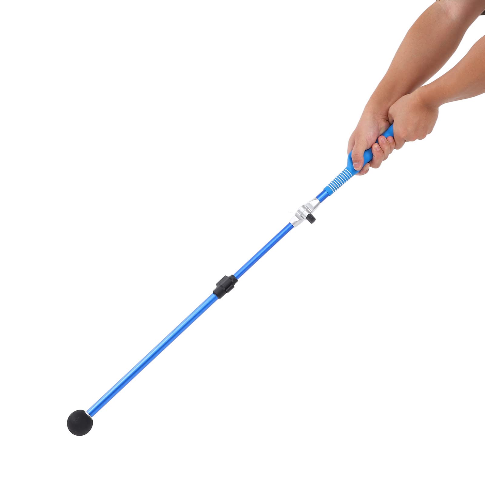 Entrenador de Swing de Golf telescópico para Exteriores, ejercitador de la posición Correcta de Las Manos con empuñadura de Goma Antideslizante, Palo de Swing Plegable de Aluminio (Azul)