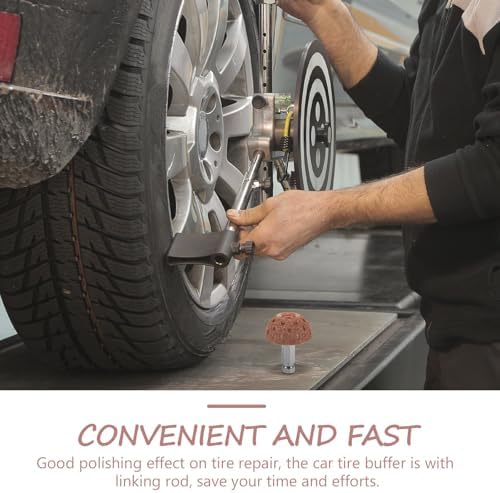 NUOBESTY 1 set lastik onarımı zımpara başlığı 38 mm sağlam malzemeden bağlantı çubuklu lastik parlatma diski, otomobil lastikleri için pnömatik onarım aleti, lastik servisi için - Görsel 6