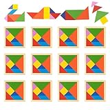 12 Stück Tangram Geduldsspiel Kinder, Tangram Puzzle Set, Montessori Lernspielzeug, Kleine Geschenke für Kinder, Lernspielzeug ab 4 Jahren