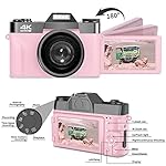 Digital-Cameras-for-Photography-4K-48MP-Vlogging-Camera-16X-Digital-Zoom-Manual-Focus-Rechargeable-Students-Compact-Camera-with-52mm-Wide-Angle-Macro-Lens-32G-TF-Card-and-2-Batteries