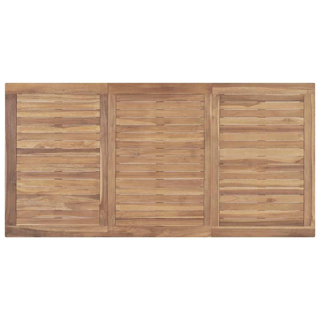 Tavolo da pranzo da giardino in legno di teak massiccio, 160 x 80 x 77 cm, finemente levigato con finitura a base d'acqua, per terrazza, balcone, veranda, esterni e sala da pranzo