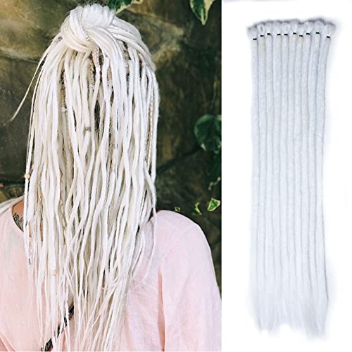 22" SE White Dreadlocks Extensions Crochet Dread Braidings Of Synthetic Hair Hip Hop Style For Women and Man 10 Strands (22 Inch(10 Strands), Snow White)…