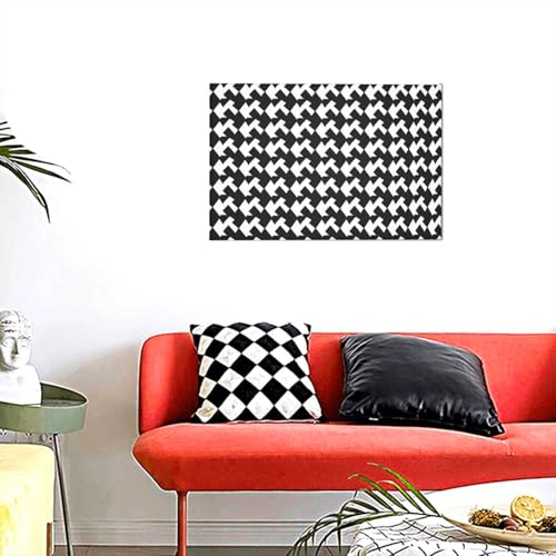 Toile murale pied-de-poule noire pour habiller un mur blanc vide