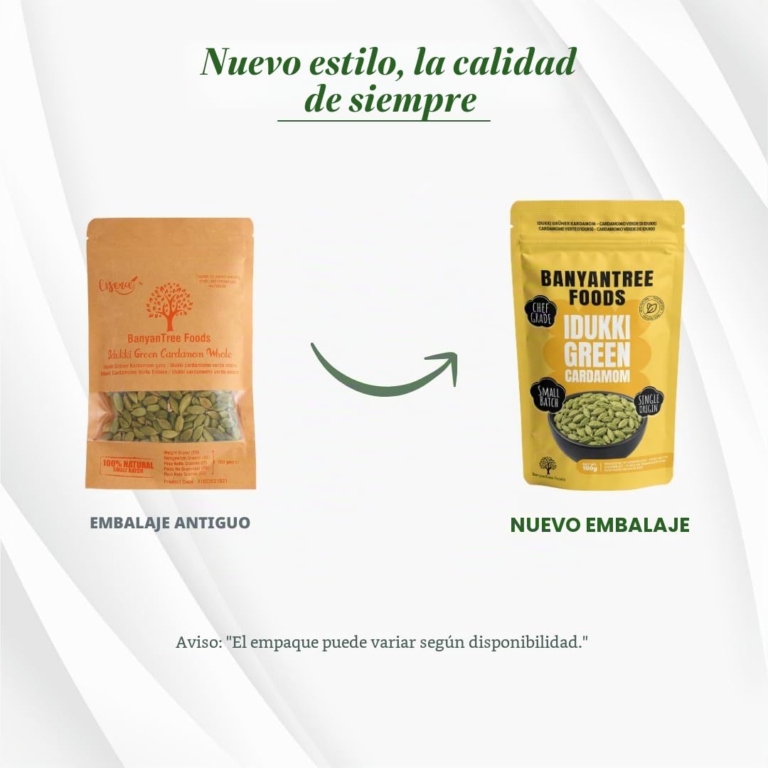 BanyanTree Foods Cardamomo Verde Entero (Green Cardamom Whole),100g