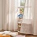 jinchan Linen Curtains for Living Room Candy Striped Curtains 84 inch Length for Baby Girls Kids Room Ticking Stripe Pattern Light Filtering Nursery Drapes Grommet Window Treatments 2 Panels Candy