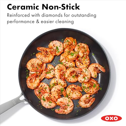 Image of OXO Enhanced 10 Piece Cookware Pots & Pans Set, PFAS-Free Ceramic Nonstick, Durable Hard Anodized Cookware, Scratch Resistant, Stainless Steel Handle, Good Grips, Dishwasher & Oven Safe, Black