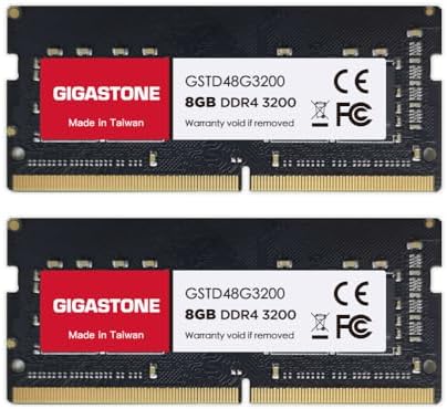【DDR4 RAM Laptop Only】 GIGASTONE 16GB Kit (2x8GB) DDR4 3200MHz (2933MHz or 2666MHz) PC4-25600 (PC4-23400/21300) CL22 1.2V SODIMM 260 Pin Unbuffered Non ECC High Performance Notebook Memory Upgrade
