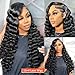 AAKJJ Deep Wave Lace Front Wig Human Hair for Black Women 13x4 HD Transparent Lace 200 Density Glueless Pre Plucked Wig with Baby Hair 26 Inch