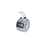 COSCO Metal Handheld Tally Counter, 4-Digit Number Count, Pitch Counter for Coaching, School, Office, Silver (065118)