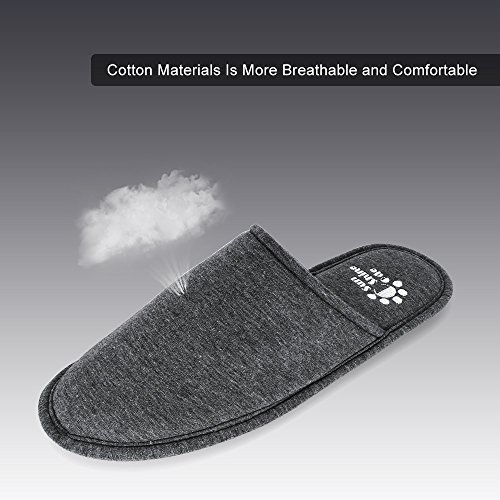 Sunshine Code Men's Memory Foam Cotton Washable Slippers With Matching Travel Bag For Home Hotel Spa Bedroom, L, Black #TOP1
