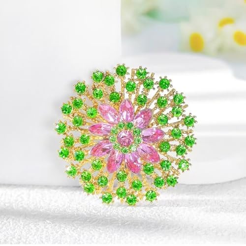 Image of Rhinestone Crystal Flower Brooch Pin Sparkling Large Crystal Sunflower Brooch Vintage Floral Lapel Pins Rhinestone Flower Bouquet Broochs Rose Snowflake Broochs Wedding Bridal Dress Jewelry for Women