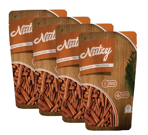 Image of Nutzy Dalchini Sticks (CInnamon Sticks) 1000 Grams (250 Grams X 4) | Gives Strong Flavour & Aromatic Khushboo for Masala Chai, Biryani, Sabzi, Pulav & More Indian Recipies | Sabut Dalchini is best Ingridient For Taste and Desi Touch in Your Daily Indian Dishes | Dalchina Chekka | Dalchini Whole Bark | Cinnamon Bark | Dalchini Whole | Healthy and Dalcheeni